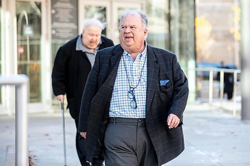 MIKAELA MACKENZIE / FREE PRESS
	
Sandy and Robert Shindleman, president and executive vice president of Shindico, leave the law courts on Wednesday, Oct. 23, 2024.

For Dan story.
Winnipeg Free Press 2024