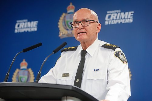 MIKE DEAL / FREE PRESS
Winnipeg Police Service Acting Chief Art Stannard during a press conference, providing details with regards to what they are describing as a critical incident that occurred yesterday evening in the 200 block of River Ave.
240903 - Tuesday, September 3, 2024