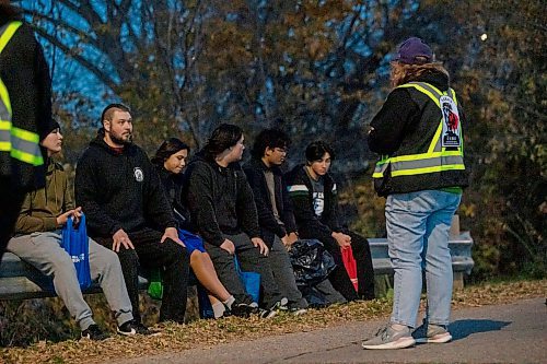 BROOK JONES/FREE PRESS
Sabu's Cubs co-founder Siobhan Faulkner (right), 64, talks about a memorial in honour of the late Nathaniel Thorassie, 6, who died after falling into the Red River. Faulkner also explained the importance for youth to be involved in their community during the group's weekly community walk in North Point Douglas in Winnipeg, Man., Wednesday, Oct. 23, 2024.