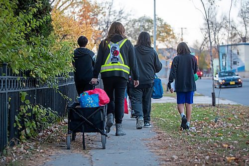 BROOK JONES/FREE PRESS
Sabu's Cubs are celebrating their first year anniversary and are pictured on the their weekly community walk in North Point Douglas in Winnipeg, Man., Wednesday, Oct. 23, 2024.