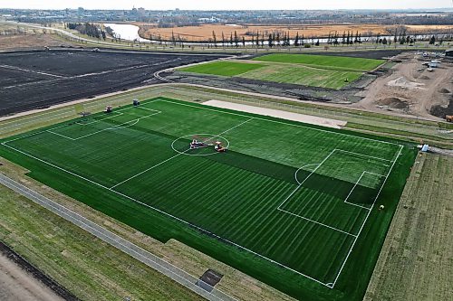 24102024
Work continues on the Maple Leaf Foods Sports Complex along Veterans Way east of First Street North in Brandon on Thursday. 
(Tim Smith/The Brandon Sun)