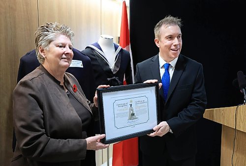 Ruth Bonneville / Free Press

Local - OSI celebrates 20yrs

Photo of Dr. Cyd Courchesne, Director General of Health Professionals and
Chief Medical Officer, Veterans Affairs Canada, honours OSI Director, Chris Zegalski with a special plaque at a special anniversary  ceremony at the centre Thursday. 

The Operational Stress Injury (OSI) clinic at Deer Lodge Centre is marking a milestone
of 20 years of providing specialized outpatient mental health treatment to veterans, Canadian Forces
members and active and former members of the Royal Canadian Mounted Police in Manitoba Thursday. 

See story by Tyler

Oct 24th, , 2024
