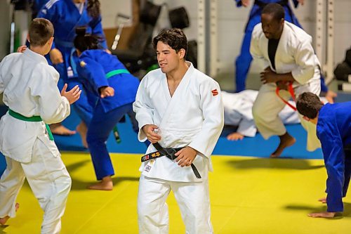 BROOK JONES/FREE PRESS
First degree black belt (shodan) judoka Shogun Laszko (middle), 23, who is a member of Team Manitoba practices during a training session at Nakamura Judo in Winnipeg, Man., Thursday, Oct. 24, 2024.