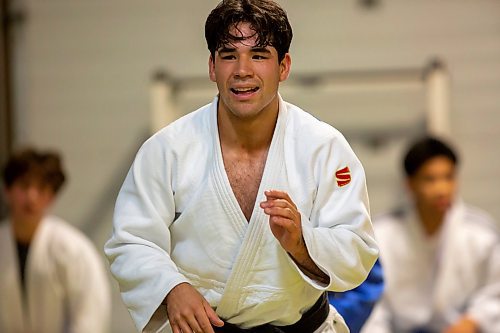 BROOK JONES/FREE PRESS
First degree black belt (shodan) judoka Shogun Laszko, 23, who is a member of Team Manitoba does a body circuit during a training session at Nakamura Judo in Winnipeg, Man., Thursday, Oct. 24, 2024.