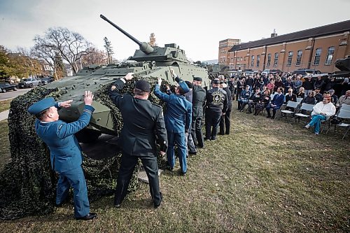 JOHN WOODS / FREE PRESS
A light armoured vehicle (LAV) was unveiled as a monument to those who lost their lives in Afghanistan at a ceremony at the armoury on McGregor Sunday October 27, 2024. 

Reporter: ?