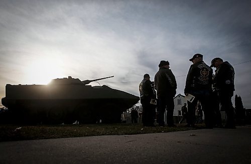 JOHN WOODS / FREE PRESS
UN NATO veterans attended a ceremony where a light armoured vehicle (LAV) was unveiled as a monument to those who lost their lives in Afghanistan at a ceremony at the armoury on McGregor Sunday October 27, 2024. 

Reporter: ?