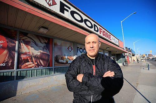 Ruth Bonneville / Free Press

Local. Food Fare

Photo of Tarik Zeid co-owner of  Food Fare  on Portage Ave. at Arlington Street, outside the store.  On the sidewalk behind him there is still markings of graffiti on the ground that they tried to wash away.  

Note: sent fpphoto video sent to me  by Zeid of graffiti.  

See story by Chris

Oct 28th, , 2024
