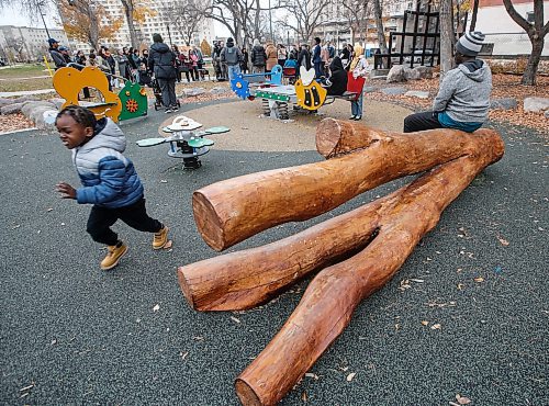 JOHN WOODS / FREE PRESS
Children play on a play structure as politicians and stakeholders hold an opening ceremony of the renovated play structure in Central Park Tuesday October 29, 2024.

Reporter: s/u