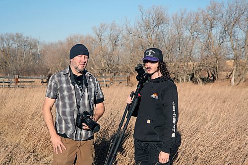 Albert Roy and Christian Yackel have made a hobby of photographing abandoned buildings in Manitoba. The two are seen outside a building near McConnell. (Connor McDowell/Brandon Sun)