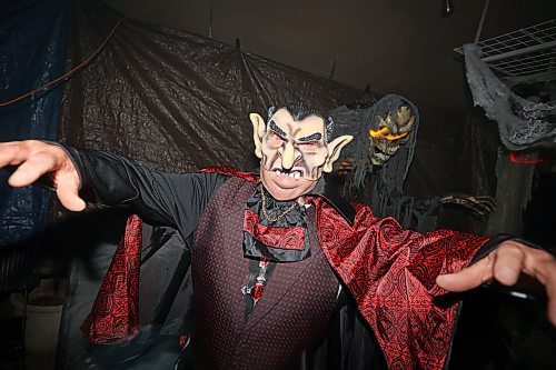 Vampire Dan Robleski spooks visitors to the Cedar Hollow haunted house on Cedar Bay in Brandon last week. Cedar Hollow will be open tonight from 5 to 9 p.m. for full-scare hours. (Tim Smith/The Brandon Sun)