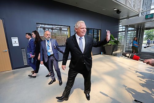 RUTH BONNEVILLE / WINNIPEG FREE PRESS

Local -  Leaf Premiers and Indigenous leaders meeting 

Photo of Ontario Premier, Doug Ford,  arriving at the Leaf and scrumming with the media before heading into a meeting with Premiers and Indigenous leaders at The Leaf at Assiniboine Park Monday,.

Story:  Premier is hosting premiers and Indigenous leaders for a meeting at The Leaf at Assiniboine Park Monday.This is of several meetings being held over a three-day conference in Winnipeg.


July 10th,  2023
