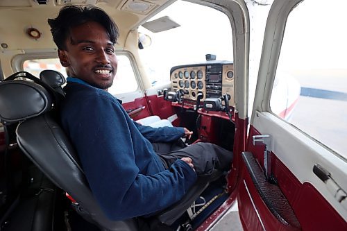 Sai Pranav Chinta is a flight instructor at the Brandon Flight Centre. He took three crucial performance tests, include his private pilot license exam, in &quot;Wiley,&quot; a Cessna 172 dubbed after its registration YLE. (Connor McDowell/Brandon Sun)