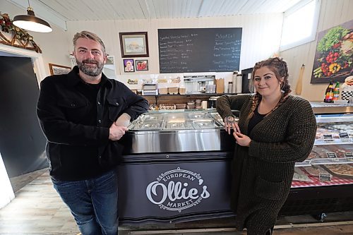 Ollie's European Market owners Steffen Spiess (left) and Kendra Rudneski. Spiess says Brandon’s tight-knit community is a perfect place for the business. "The people here love to support local, and we’re excited to offer something different that also resonates with older generations who grew up with this style of food.” (Abiola Odutola/The Brandon Sun)