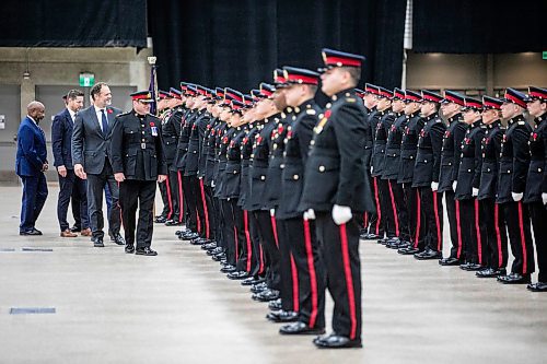 MIKAELA MACKENZIE / FREE PRESS
	
Acting police chief Gene Bowers and other dignitaries inspect the graduating class at the graduation ceremony for the Winnipeg Police Service recruit class 170 at the RBC Convention Centre in Winnipeg on Friday, Nov. 1, 2024.

Standup.
Winnipeg Free Press 2024