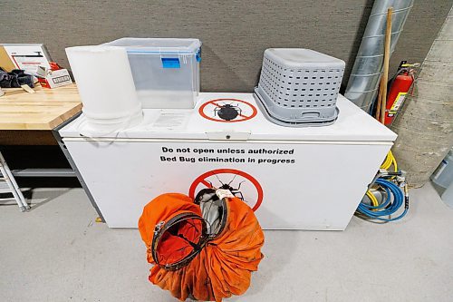 MIKE DEAL / FREE PRESS
A freezer that has a very specific use, to help eliminate bed bugs that may have travelled from a scene on a firefighters PPE gear.
A tour inside the PPE cleaning and maintenance department. After crews fight a fire all of their protective gear is bagged and sent to be cleaned at this single location to help reduce possible transmission of hazardous materials.
Terry Duguid, MP for Winnipeg South and Parliamentary Secretary to the Prime Minister and Special Advisor for Water, talks about the National Framework on Cancers Linked to Firefighting during a press conference at the Winnipeg Fire Paramedic Service Academy (2546 McPhillips St.) Friday morning. Tom Bilous, President, UFFW and Kevin Lamoureux, MP for Winnipeg North were also on hand to speak to the media.
Reporter: Erik Pindera 
241101 - Friday, November 01, 2024.