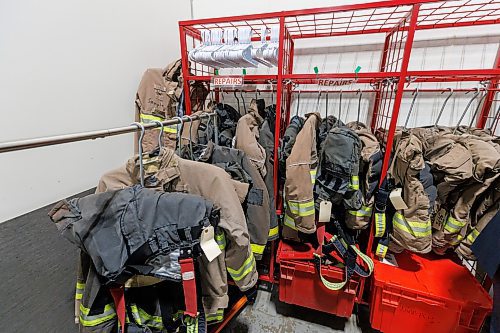 MIKE DEAL / FREE PRESS
PPE gear waiting to be repaired.
A tour inside the PPE cleaning and maintenance department. After crews fight a fire all of their protective gear is bagged and sent to be cleaned at this single location to help reduce possible transmission of hazardous materials.
Terry Duguid, MP for Winnipeg South and Parliamentary Secretary to the Prime Minister and Special Advisor for Water, talks about the National Framework on Cancers Linked to Firefighting during a press conference at the Winnipeg Fire Paramedic Service Academy (2546 McPhillips St.) Friday morning. Tom Bilous, President, UFFW and Kevin Lamoureux, MP for Winnipeg North were also on hand to speak to the media.
Reporter: Erik Pindera 
241101 - Friday, November 01, 2024.