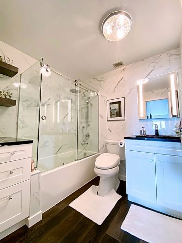 Marc LaBossiere / Free Press
A condo bathroom remodel on the 20th floor requires sub-trades to complete tasks to satisfy multiple commercial permits.