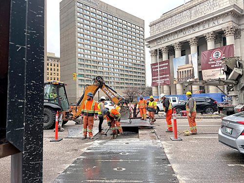 Ruth Bonneville / Free Press

Standup - Portage and Main Street work

Work crews maneuver around traffic to do major street work on Main Street just south of Portage Ave. Monday morning.  

It is not confirmed if this work is part of the beginning work to reopen the intersection of Portage and Main Street to pedestrians which is scheduled to begin in November. 

Nov 4th,  2024
