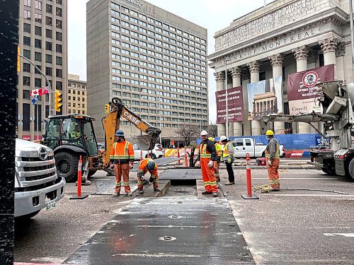 Ruth Bonneville / Free Press

Standup - Portage and Main Street work

Work crews maneuver around traffic to do major street work on Main Street just south of Portage Ave. Monday morning.  

It is not confirmed if this work is part of the beginning work to reopen the intersection of Portage and Main Street to pedestrians which is scheduled to begin in November. 

Nov 4th,  2024
