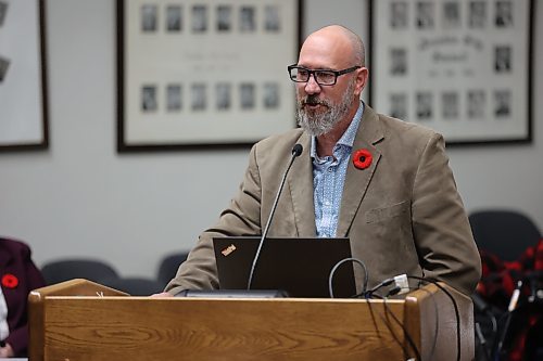 Construction Association of Rural Manitoba executive director Shawn Wood outlines his organization's concerns with proposed changes to the city's development cost charges at Monday's council meeting. (Photos by Colin Slark/The Brandon Sun)