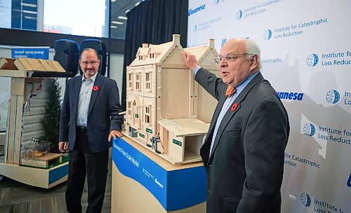 Ruth Bonneville / Free Press

Biz - Wawanesa presser

Paul Kovacs, Executive Director, Institute of Catastrophic Loss Reduction, and Jeff Goy (left), President and CEO, Wawanesa Insurance stand next to a model of a home that is equipped with better technology to handle extreme weather.   The news event was part of the grand opening of the Institute for Catastrophic Loss Reduction's Climate Resilience Centre held at Wawanesa Insurance's head office Tuesday.

See Martin Cash story.



Nov 5th,  2024