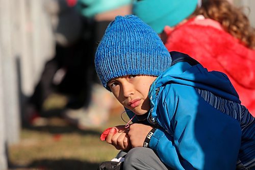 05112024
A young student holds a poppy before placing it at a grave during the annual No Stone Left Alone ceremony at the Brandon Cemetery on Tuesday morning. Hundreds, including students from multiple Brandon school&#x2019;s, took part in the event meant to honour soldiers who lost their lives in wars. 
(Tim Smith/The Brandon Sun)