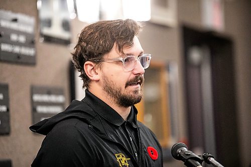 MIKAELA MACKENZIE / FREE PRESS
	
Dakota head coach Mitch Harrison at the WHSFL press conference before the AAAA football championship in Winnipeg on Tuesday, Nov. 5, 2024.

For Josh story.
Winnipeg Free Press 2024