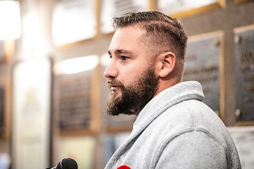 MIKAELA MACKENZIE / FREE PRESS
	
Oak Park head coach Chris Ollson at the WHSFL press conference before the AAAA football championship in Winnipeg on Tuesday, Nov. 5, 2024.

For Josh story.
Winnipeg Free Press 2024