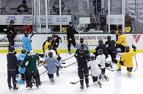 06112024
Brandon Wheat Kings players go over a drill during practice at Westoba Place on Wednesday afternoon. The Wheaties play again at home on Saturday against the Prince Albert Raiders.
(Micah Ross for the Brandon Sun)