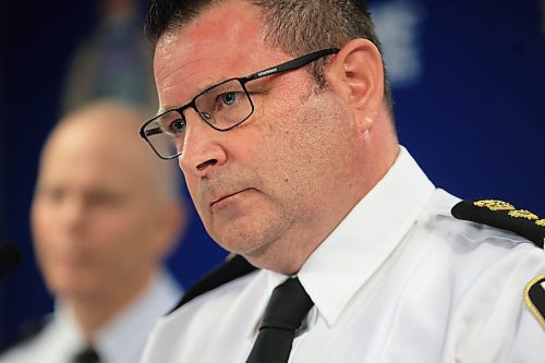 Ruth Bonneville / Free Press

Local - WPS Presser

WINNIPEG POLICE SERVICE

Deputy Chief Gene Bowers (glasses)  &amp; Superintendent Cam Mackid provide information regarding a Professional Standards Unit investigation involving three WPS officers  at WPS Headquarters Thursday.

As a result of the investigation, three police officers were charged on Nov 6th, 2024 with a variety of charges including theft (2 officers) and breach of trust.  All three officers were placed on administrative leave as the investigation continues.
 
Nov 7th,  2024