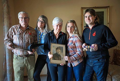 RUTH BONNEVILLE / FREE PRESS

LOCAL - WWll VET

Family Group photo with photo of  WWII veteran, Gus Wasiuta. 

Names from Left:  Steve Wasiuta (Gus' son), Alyssa Rempel (granddaughter to Gus), Darlene Clark (Gus' daughter), Kylie Wasiuta (Steves daughter/ Gus grandaughter) and Cole Wasiuta (Steves daughter/ Gus grandaughter). 


For Remembrance Day, a piece profiling a Ukrainian soldier who is related to a WWII veteran from Winnipeg.

The WWII veteran&#x573; name was Gus Wasiuta. He died a few years back, at the age of 98yrs.  These photos are of his family in Winnipeg who Melissa is interviewing.  

Group photos of the family in various groupings and his medals and such. (We will also have art from Ukraine of the soldier here, and submitted vintage photos of Gus.)

Melissa Martin story for Saturday's paper.

Names of everyone who is a direct descendant of his at this photo shoot.  Info from family contact. 

Me: Alyssa Rempel
My mom who Melissa talked to (Gus' daughter): Darlene Clark
Gus' son: Steve Wasiuta
Steves son/ Gus grandson: Cole Wasiuta
Steves daughter/ Gus grandaughter: Kylie Wasiuta


Nov 7th, 2024