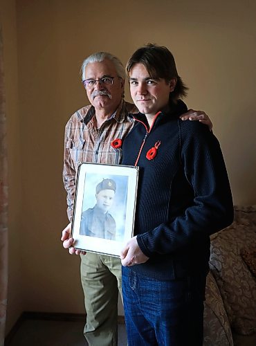 RUTH BONNEVILLE / FREE PRESS

LOCAL - WWll VET

Photo of Gus Wasiuta's son and grandson, Steve and Cole Wasiuta.

For Remembrance Day, a piece profiling a Ukrainian soldier who is related to a WWII veteran from Winnipeg.

The WWII veteran&#x573; name was Gus Wasiuta. He died a few years back, at the age of 98yrs.  These photos are of his family in Winnipeg who Melissa is interviewing.  

Group photos of the family in various groupings and his medals and such. (We will also have art from Ukraine of the soldier here, and submitted vintage photos of Gus.)

Melissa Martin story for Saturday's paper.

Names of everyone who is a direct descendant of his at this photo shoot.  Info from family contact. 

Me: Alyssa Rempel
My mom who Melissa talked to (Gus' daughter): Darlene Clark
Gus' son: Steve Wasiuta
Steves son/ Gus grandson: Cole Wasiuta
Steves daughter/ Gus grandaughter: Kylie Wasiuta


Nov 7th, 2024