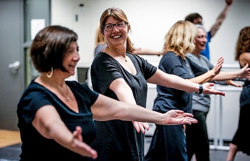 JOHN WOODS / FREE PRESS
Randi Berman and Tamar Barr, left, and other members of Chai Folk Ensemble rehearse for their upcoming show November 9 at the Asper Jewish Centre Tuesday November 5, 2024. The show will feature performer past and present.

Reporter: ben