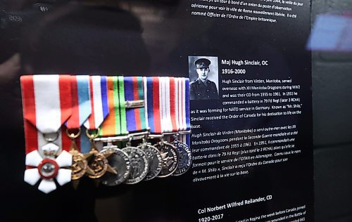 The RCA Museum in CFB Shilo is home to thousands of artifacts from the First and Second World Wars, as well as more modern conflicts of which Canada has played a substantive role. Among these artifacts are service medals of fallen soldiers, such as Virden native Maj. Hugh Sinclair who served with the XII Manitoba Dragoons during the Second World War. Sinclair was known as &quot;Mr. Shilo&quot; and received the Order of Canada for his dedication to life on the base. (Matt Goerzen/The Brandon Sun)