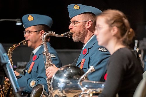 BROOK JONES/FREE PRESS
The Joint Veterans' Association hosts a Remembrance Day Service at the RBC Convention Centre in Winnipeg, Man., Monday, Nov. 11, 2024. This year's service also commemorated the 80th anniversary of D-Day and the Battle of Normandy, the 100th anniversary of the Royal Candian Air Force and the 150th anniversary of the City of Winnipeg. Pictured: The Royal Canadian Air Force band performs during the Remembrance Day Service.