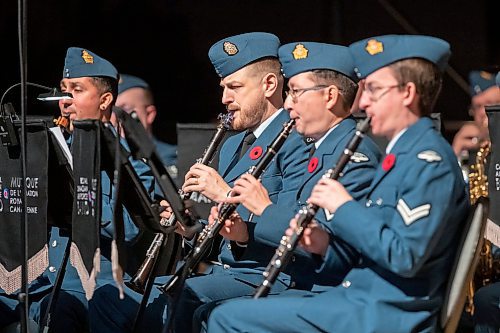 BROOK JONES/FREE PRESS
The Joint Veterans' Association hosts a Remembrance Day Service at the RBC Convention Centre in Winnipeg, Man., Monday, Nov. 11, 2024. This year's service also commemorated the 80th anniversary of D-Day and the Battle of Normandy, the 100th anniversary of the Royal Candian Air Force and the 150th anniversary of the City of Winnipeg. Pictured: The Royal Canadian Air Force band performs during the Remembrance Day Service.