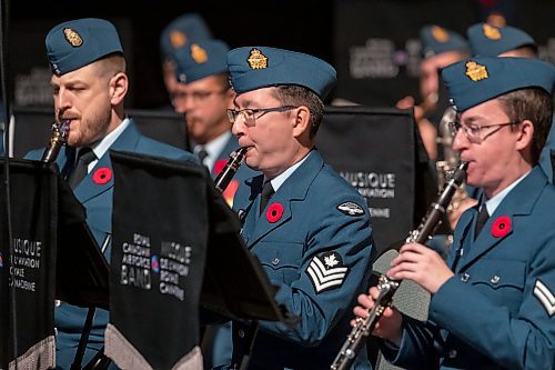 BROOK JONES/FREE PRESS
The Joint Veterans' Association hosts a Remembrance Day Service at the RBC Convention Centre in Winnipeg, Man., Monday, Nov. 11, 2024. This year's service also commemorated the 80th anniversary of D-Day and the Battle of Normandy, the 100th anniversary of the Royal Candian Air Force and the 150th anniversary of the City of Winnipeg. Pictured: The Royal Canadian Air Force band performs during the Remembrance Day Service.