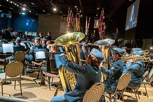 BROOK JONES/FREE PRESS
The Joint Veterans' Association hosts a Remembrance Day Service at the RBC Convention Centre in Winnipeg, Man., Monday, Nov. 11, 2024. This year's service also commemorated the 80th anniversary of D-Day and the Battle of Normandy, the 100th anniversary of the Royal Candian Air Force and the 150th anniversary of the City of Winnipeg. Pictured: The Royal Canadian Air Force band performs during the Remembrance Day Service.