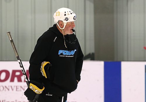 Brandon Wheat Kings under-15 AAA assistant coach Chris Johnston watches a drill during a practice at J&amp;G Homes Arena last week. (Perry Bergson/The Brandon Sun)
Nov. 14, 2024
