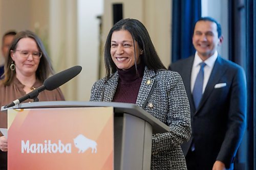 MIKE DEAL / FREE PRESS
Nellie Kennedy (Assiniboia), is sworn in as minister of sport, culture, heritage and tourism.
Premier Wab Kinew expanded and shuffled his cabinet after a year in office during a ceremony Wednesday morning at the Manitoba Legislative Building. Mike Moroz, the MLA for River Heights, will lead the department of innovation and new technology, an entirely new division. The other two new members of cabinet are Mintu Sandhu (the Maples), who is now minister of the delivery of public services, and Nellie Kennedy (Assiniboia), who is now minister of sport, culture, heritage and tourism.
Jamie Moses (St. Vital) is now minister of business, mining, trade and job creation.
lan Bushie (Keewatinook) is now minister of natural resources. He remains the minister of Indigenous economic development.
Glen Simard (Brandon East) is now minister of municipal and northern relations.
Lisa Naylor (Wolseley) remains minister of transportation and infrastructure but is no longer minister of consumer protection and government services, the news release stated.
Including the premier, there are now 19 cabinet members.
Reporter: Carol Sanders
241113 - Wednesday, November 13, 2024.