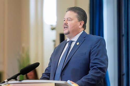 MIKE DEAL / FREE PRESS
lan Bushie (Keewatinook) is sworn in as minister of natural resources. He remains the minister of Indigenous economic development.
Premier Wab Kinew expanded and shuffled his cabinet after a year in office during a ceremony Wednesday morning at the Manitoba Legislative Building. Mike Moroz, the MLA for River Heights, will lead the department of innovation and new technology, an entirely new division. The other two new members of cabinet are Mintu Sandhu (the Maples), who is now minister of the delivery of public services, and Nellie Kennedy (Assiniboia), who is now minister of sport, culture, heritage and tourism.
Jamie Moses (St. Vital) is now minister of business, mining, trade and job creation.
lan Bushie (Keewatinook) is now minister of natural resources. He remains the minister of Indigenous economic development.
Glen Simard (Brandon East) is now minister of municipal and northern relations.
Lisa Naylor (Wolseley) remains minister of transportation and infrastructure but is no longer minister of consumer protection and government services, the news release stated.
Including the premier, there are now 19 cabinet members.
Reporter: Carol Sanders
241113 - Wednesday, November 13, 2024.