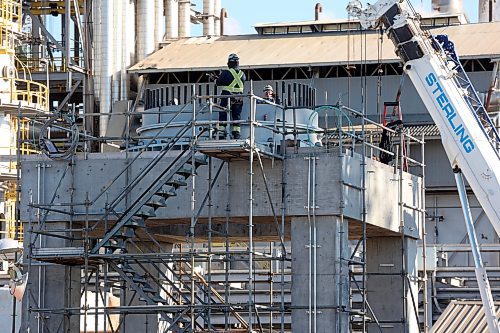 13112024
Workers were busy preparing to install a new 393 metric ton convertor at Koch Fertilizer&#x2019;s Brandon plant on Wednesday. A portion of the convertor is expected to be lifted into place by cranes today and installation is expected to be done by sometime next week. 
(Tim Smith/The Brandon Sun)