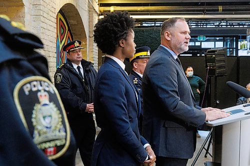 MIKE DEAL / FREE PRESS
Justice Minister Matt Wiebe unveils the new Safer Neighbourhoods, Safer Downtowns Public Safety Strategy, which they claim will be a roadmap for a safer Manitoba, during a press conference at The Forks Thursday afternoon.
Reporter: Tyler Searle
241114 - Thursday, November 14, 2024.