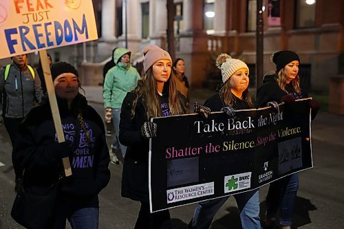 14112024
Marchers make their way along Princess Avenue during the annual Take Back The Night March in Brandon on Thursday evening. 
 (Tim Smith/The Brandon Sun)