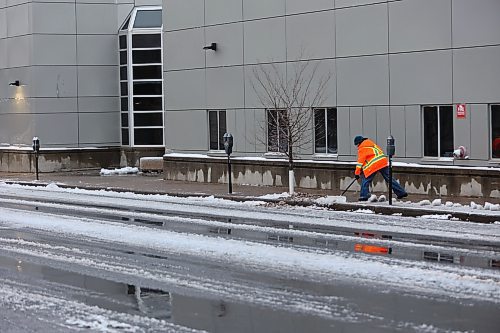 A Livingstone Landscaping employee clearing snow on 10th Str. on Sunday morning after the Saturday fall. Environment Canada senior meteorologist Dan Fulton said Brandonites should expect a stark contrast to the current mild conditions, “We are looking at a fairly significant storm that’s going to affect the region. For Tuesday, you can expect probably early morning hours some rain or possibly some freezing rain, depending on the temperature. But that will probably change to snow on Tuesday, and then we’re looking at fairly significant snow." (Abiola odutola/The Brandon Sun)