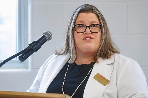 MIKE DEAL / FREE PRESS
Allyson Cooper, Nursing Chair for the School of Health Sciences and Community Services at RRC Polytech speaks during the opening of the Simulation Centre event.
Red River College Polytechnic (RRC Polytech) officially opened its new Interdisciplinary Health and Community Services Simulation Centre (the Simulation Centre) during a ceremony at the Notre Dame Campus Monday afternoon.
241118 - Monday, November 18, 2024.