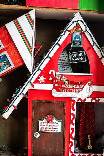 MIKAELA MACKENZIE / FREE PRESS
	
Jen de Delley&#x573; Christmas elf village in storage in her carport workshop in River Heights on Monday, Nov. 18, 2024.

For AV story.
Winnipeg Free Press 2024