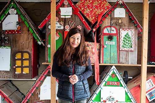 MIKAELA MACKENZIE / FREE PRESS
	
Jen de Delley and her Christmas elf village in storage in her carport workshop in River Heights on Monday, Nov. 18, 2024.

For AV story.
Winnipeg Free Press 2024