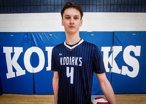 JOHN WOODS / FREE PRESS
River East Colliegate volleyball player Matthew Brown has been selected as #1 in the varsity boys top 10 player list, and is photographed in the school gym Monday, November 18, 2024. 

Reporter: mike