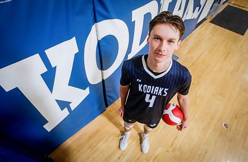 JOHN WOODS / FREE PRESS
River East Colliegate volleyball player Matthew Brown has been selected as #1 in the varsity boys top 10 player list, and is photographed in the school gym Monday, November 18, 2024. 

Reporter: mike